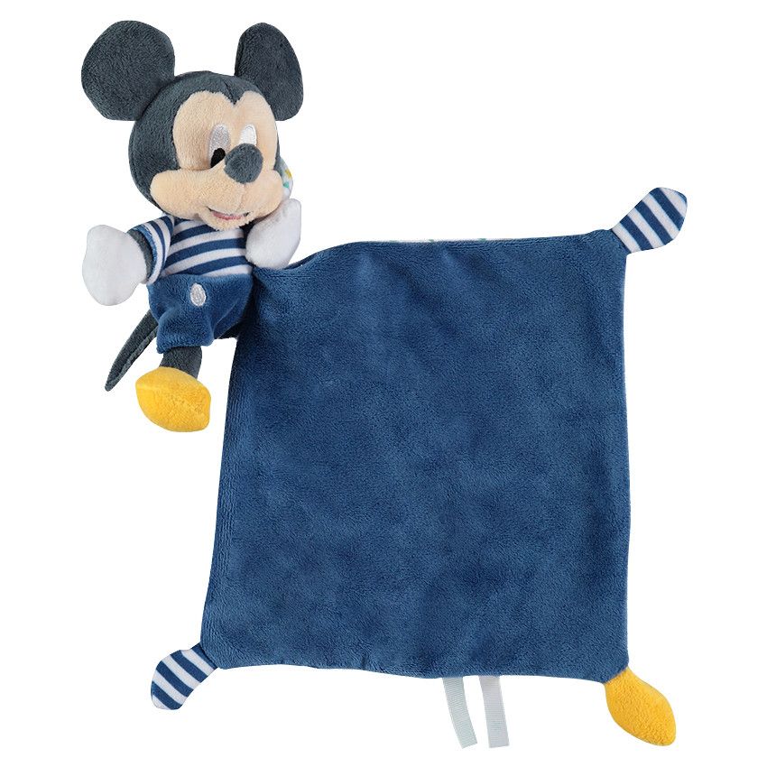 PREMAMAN Doudou plat avec peluche Mickey Bleu - Doudous et peluches ...