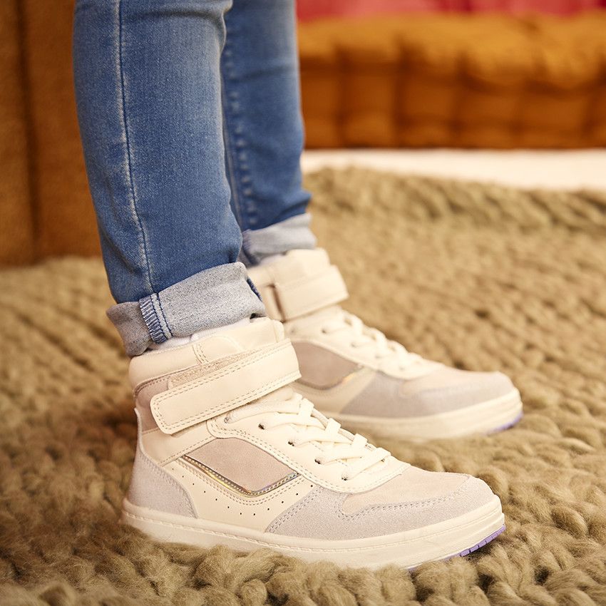 SAXO BLUES Baskets montantes à semelle contrastée pour fille Beige