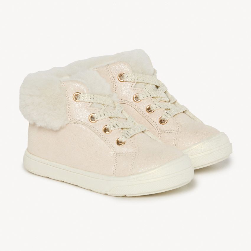 SAXO BLUES Bottillons à paillettes avec col fourrure pour fille