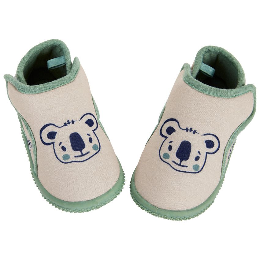 Chaussons Bottillons Bébé Garçon - Fermeture Scratch, Semelle Antidérapante, Motif Monstre Vert - 10