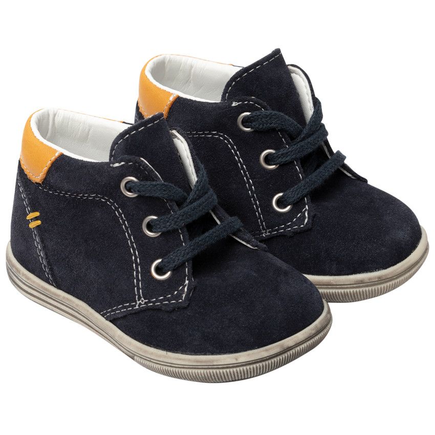 SAXO BLUES Bottillons bleu marine en cuir pour b b gar on Bleu
