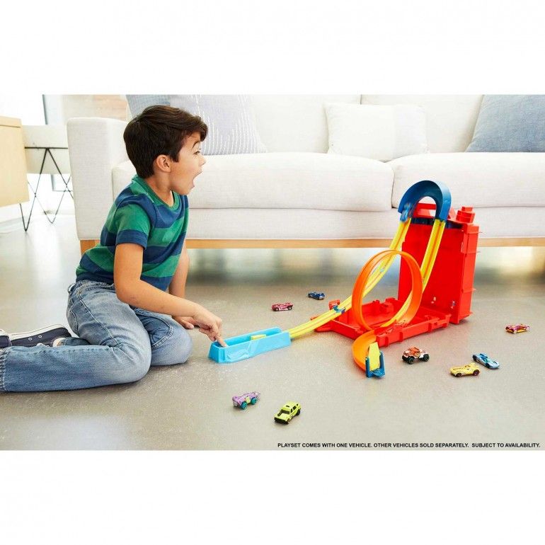 Coffret Track builder spirale infernale circuit + petite voiture HOT WHEELS : la boîte à Prix