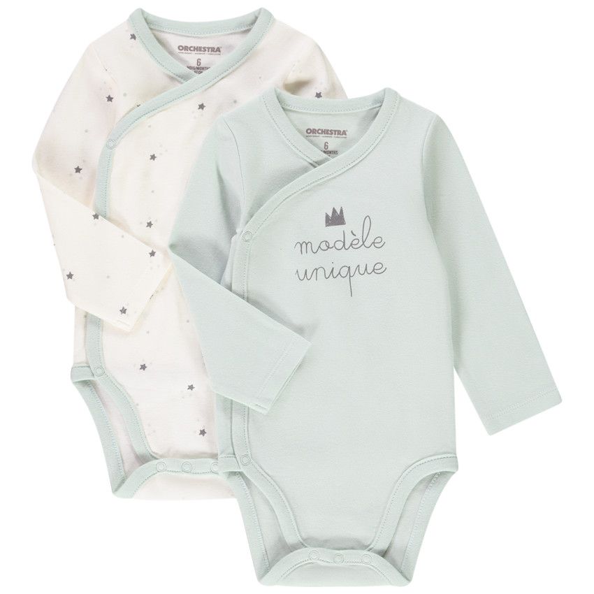 Lot de bodies manches longues imprimé étoiles pour bébé