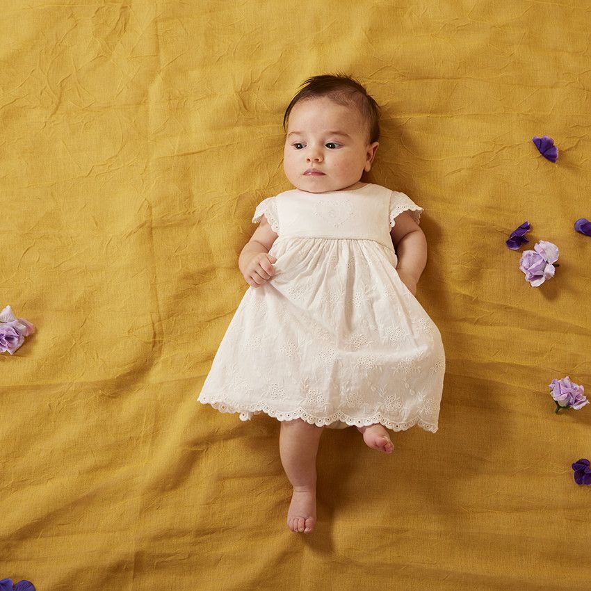 Orchestra Robe de ceremonie en broderie anglaise pour bebe fille Blanc 12 mois Robe jupe Bebe fille Orchestra