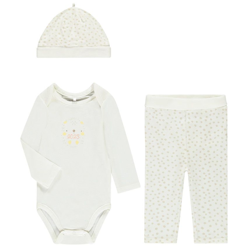 Ensemble Haut Et Pantalon Orchestra Bébé Fille 6 Mois - Motif Biche Sapins Beige écru - Comme Neuf