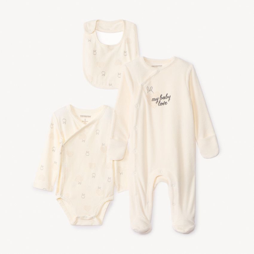 Orchestra Dors-bien uni en velours à motif fantaisie pour bébé