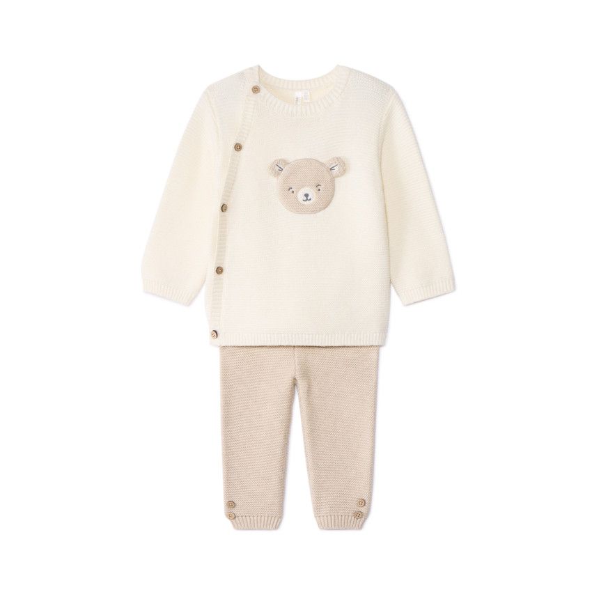 Ensemble Haut Et Pantalon Orchestra Bébé Fille 6 Mois - Motif Biche Sapins Beige écru - Comme Neuf
