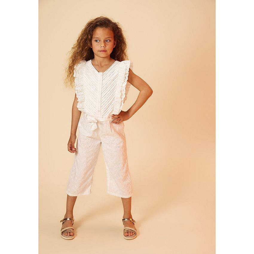 Orchestra Combinaison longue en broderie anglaise pour fille Ecru 3 ans Combinaison salopette Fille Orchestra