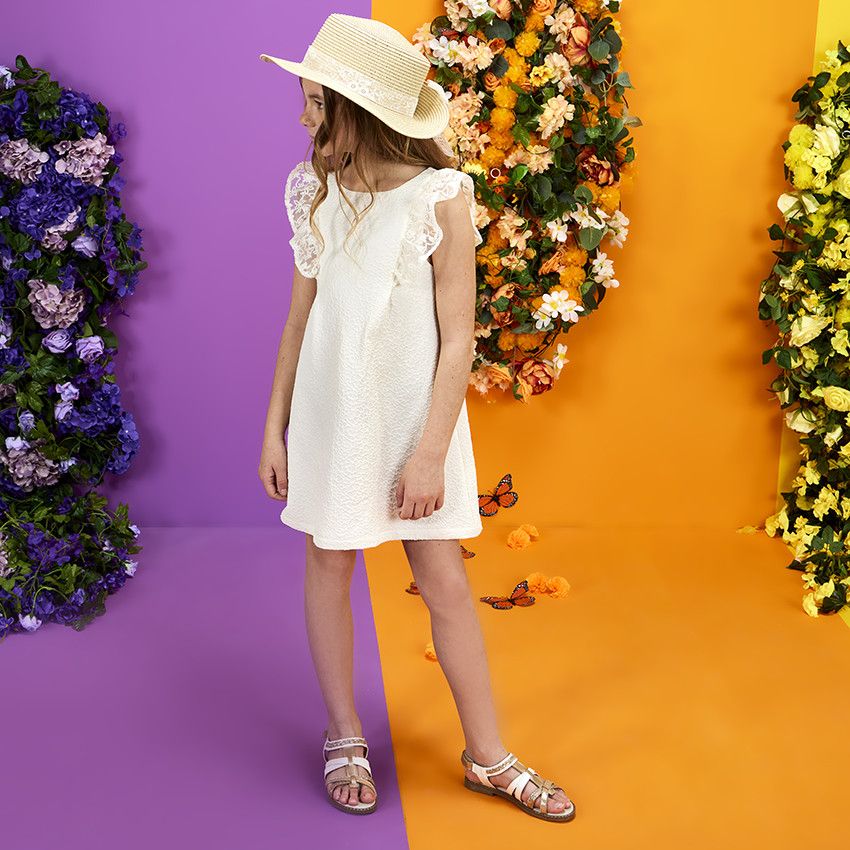 Orchestra Robe de ceremonie en jacquard avec manches brodees pour fille Bleu marine 8 ans Robe Fille Orchestra