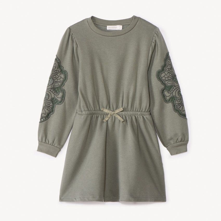 Orchestra Robe manches longues en molleton brodé pour fille Vert