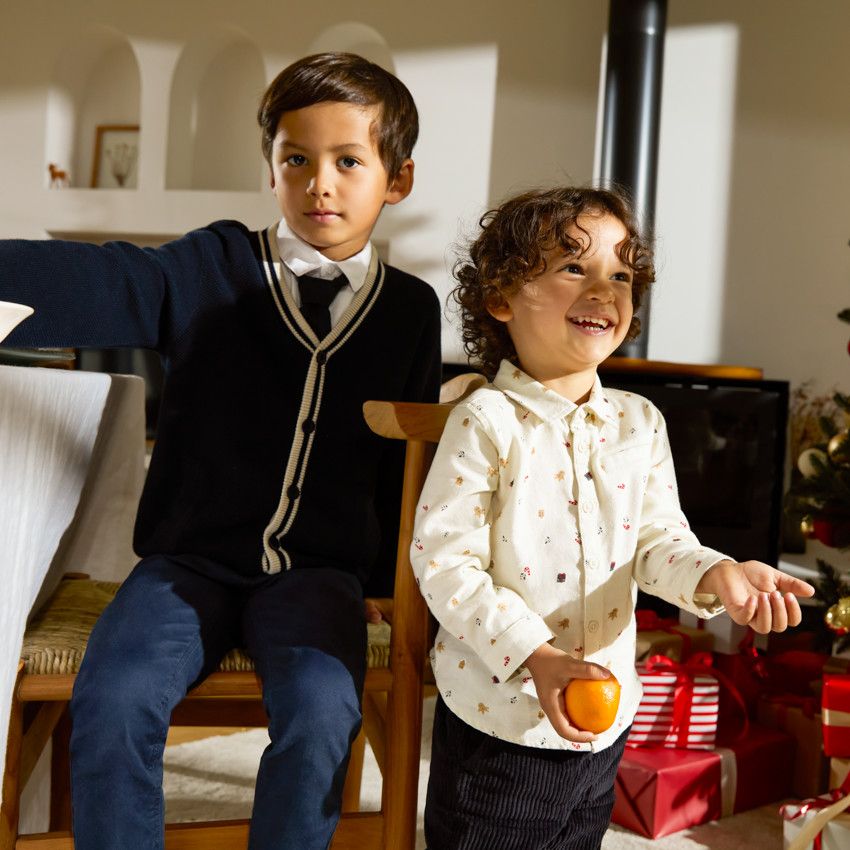Chemise garçon Nautica rose avec cravate manches longues boutonnée régulière tai