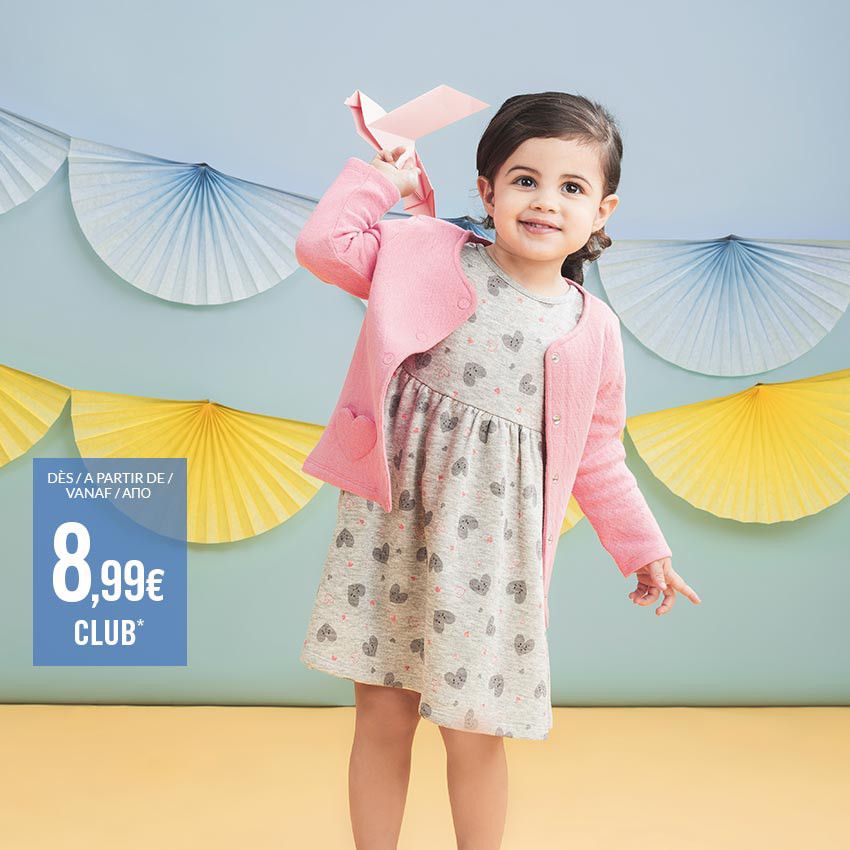 Chicco Robe Fille à Manches Courtes En Coton Doux - Conçue En Italie, Vêtement Confortable Et Élégant