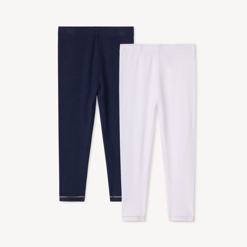 LaLoona Pantalon Bebe avec Pieds - Lot de 2 x Legging Chaud pour Bébé, Taille Élastique, Coton avec Élasthanne, OekoTex® Standard 100 - Blanc Beige Rayé (as4, numeric, numeric_62, numeric_68