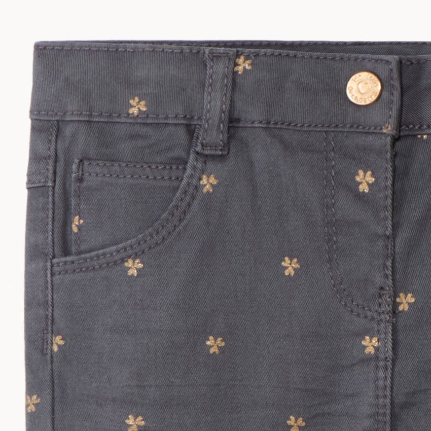 Pantalon large 'fleuri' tissu gaufré - Beige - - 12.00