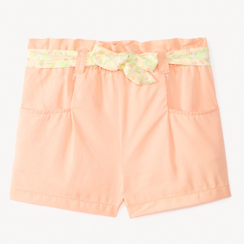 Short Fille Cotton On – Orange à Fleurs, Taille 11 Ans, Lien à Nouer – Très Bon état
