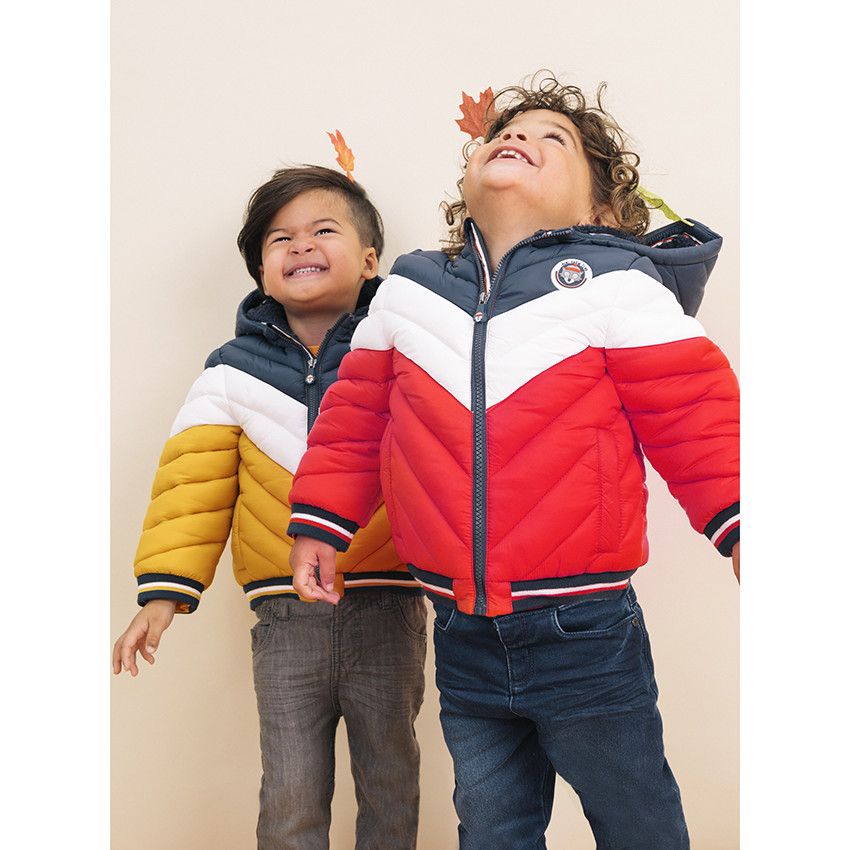 Orchestra Doudoune matelass e tricolore capuche Jaune 3 mois