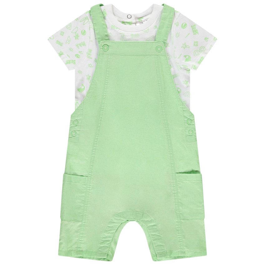 Ensemble Bébé Bulle De Bébé 3 Pièces Gris à Rayures - Taille 3 Mois (tee-shirt, Salopette, Chapeau) - Neuf Sans étiquettes