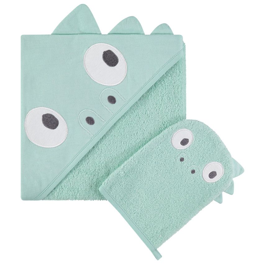 Cape de bain écrue motif souris bébé fille