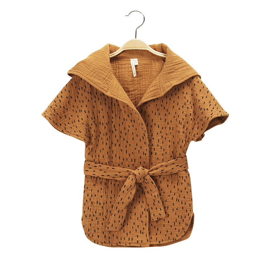 PREMAMAN Peignoir de bain a capuche imprime en gaze de coton Beige 2 Sorties de bain Bain Orchestra
