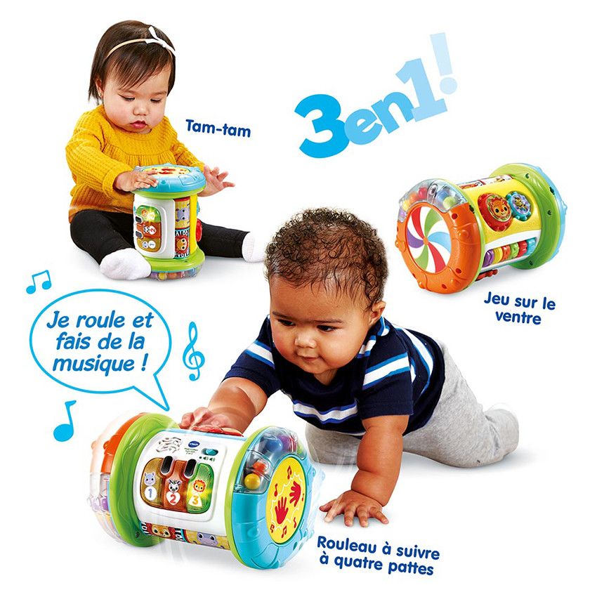 VTech Magi Rouleau Tam-Tam 3 En 1 – Jouet Musical Évolutif – Dès 9 Mois – Version Française – Développement Motricité