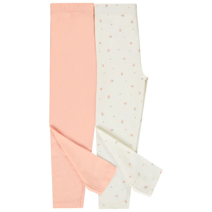 Lot De 2 Leggings Bébé Fille 100% Coton - Jersey Doux - Imprimés Mignons - Taille 0-24 Mois (selon Vendeur)