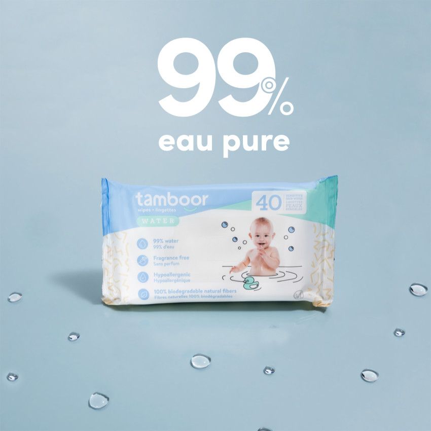 Lingettes pour bébé en fibres de bambou à 100%, 17 cm x 20 cm, 40 unités –  Personnelle Bébé : Lingette humide
