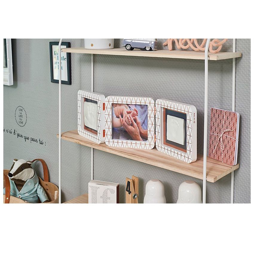 Baby Art Cadre Photo Empreinte My Baby Touch 3 Volets Blanc Bronze Gris Etoiles Decoration Sommeil Orchestra