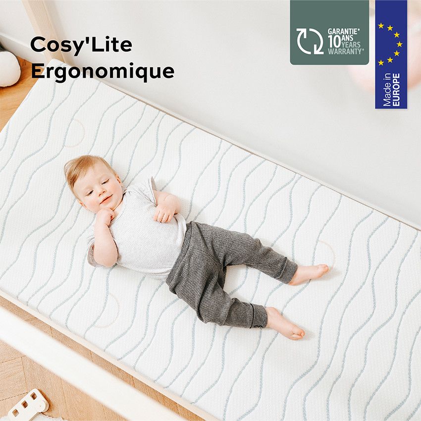 BABYMOOV Matelas ergonomique anti tete plate Cosy Lite 60 x 120 cm Multicolore Matelas Sommeil Orchestra