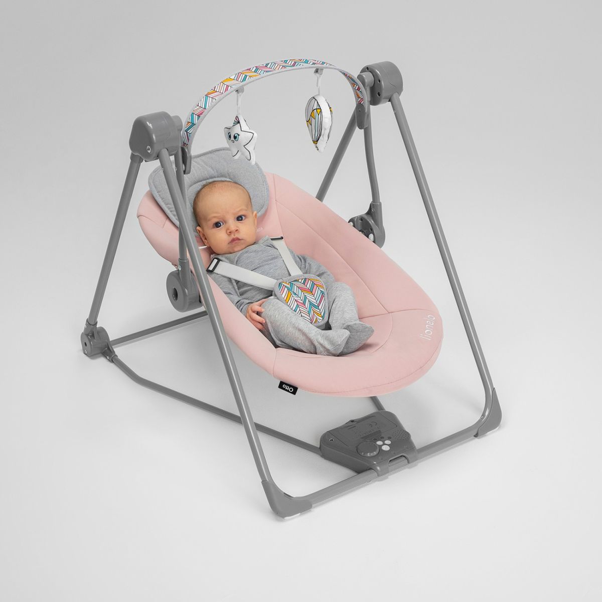 Balançoire Bébé Lionelo Ruben - Électrique 0-9 Kg - 5 Vitesses, Mélodies, Moustiquaire - Pliante