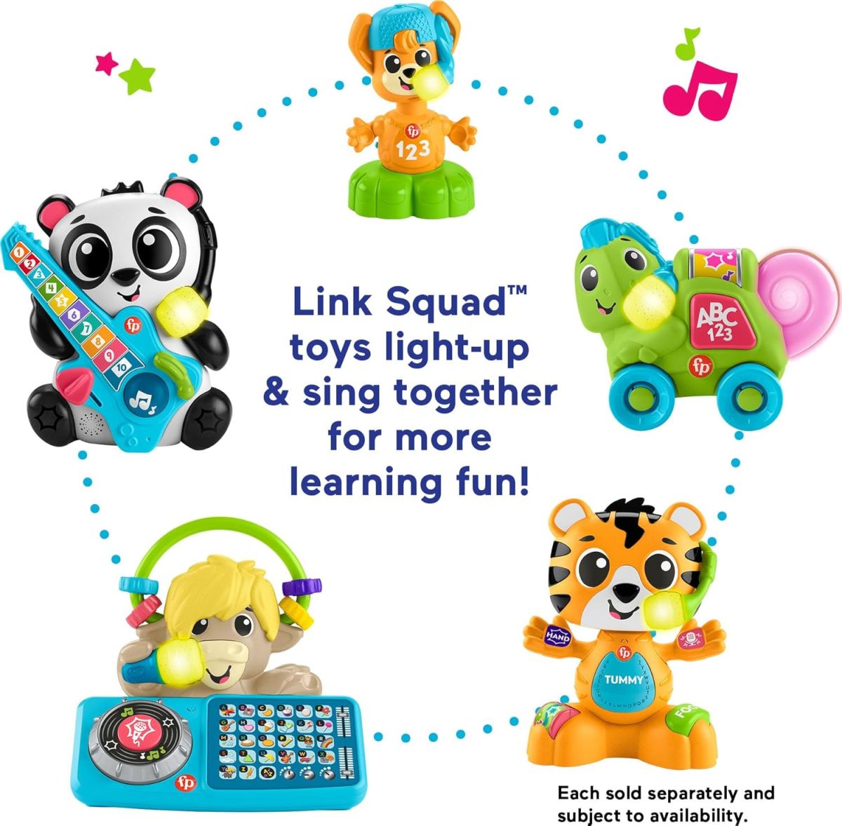 Fisher-Price Jouet d'éveil Link Squad Renard Contraires pour bébé et tout-petit avec musique et lumières interactives, à partir de 9 mois, version française, HYK94