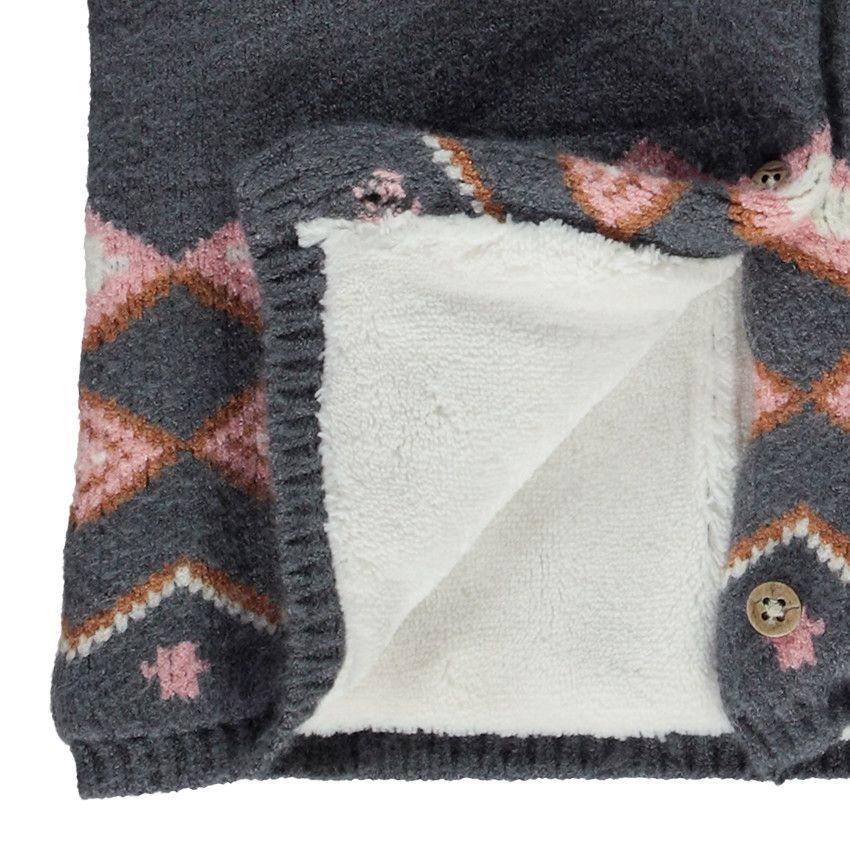 Veste Bébé Fille Sans Teinture En Fibres Recyclées Avec Détails À Veste Bébé Fille Sans Teinture En Fibres Recyclées Avec Détails À