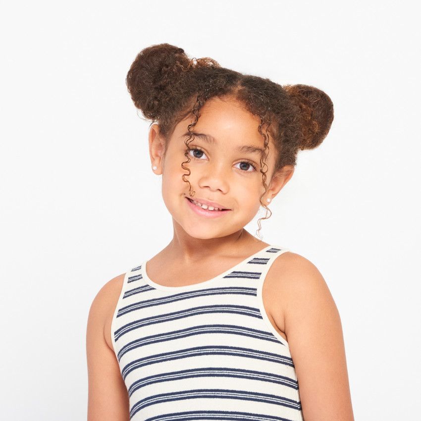 Robe mi-longue rayée sans manches ALBO ECRU