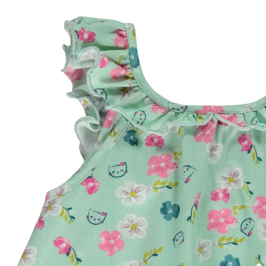 Robe Bébé Fille Chicco Manches Courtes Rayée Blanc Bleu – 3 Mois, Col Volants Cœur