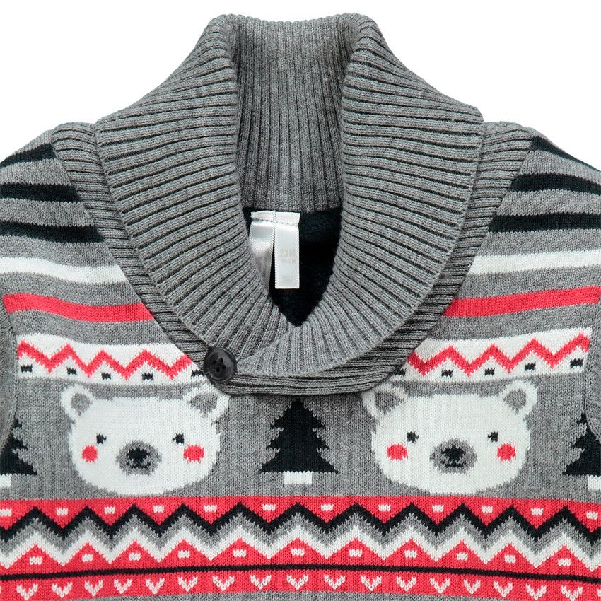 Pull De Noël Bébé Garçon Fille - Tricoté Sapin Brodé Manches Longues 0-5 Ans