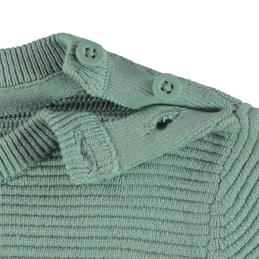 Pull manches longues rayé en tricot pour garçon Ecru chiné