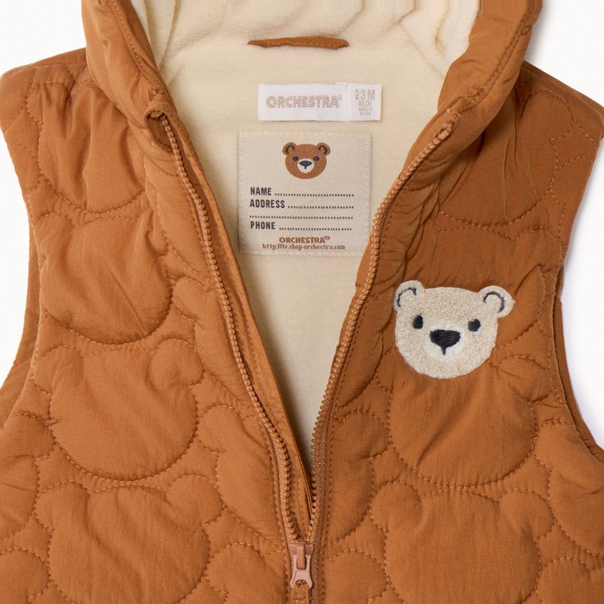 Orchestra Doudoune sans manches en toile avec capuche pour bébé