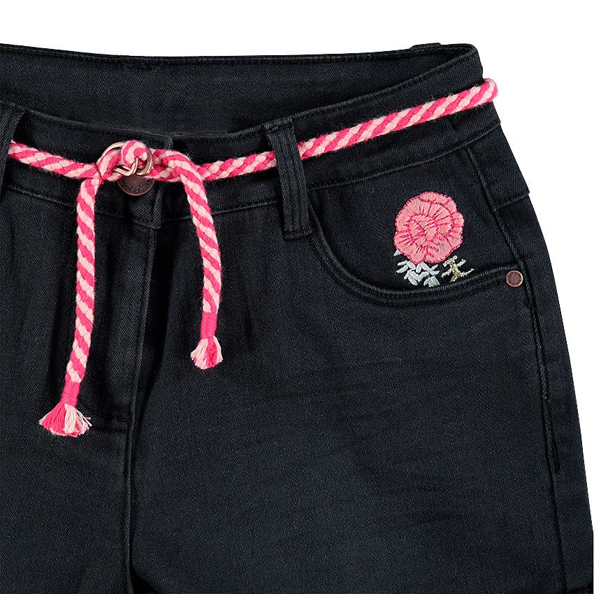 Short Fille Taille 4T Avec Fleurs Brodées | Occasion Très Bon état, Bleu, Sans Marque