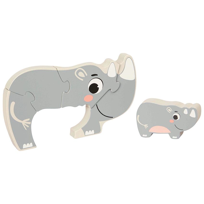 Marionnette Double HABA Rhinocéros Et Son Bébé - Peluche Interactive Dès 18 Mois - Lavable 30°C