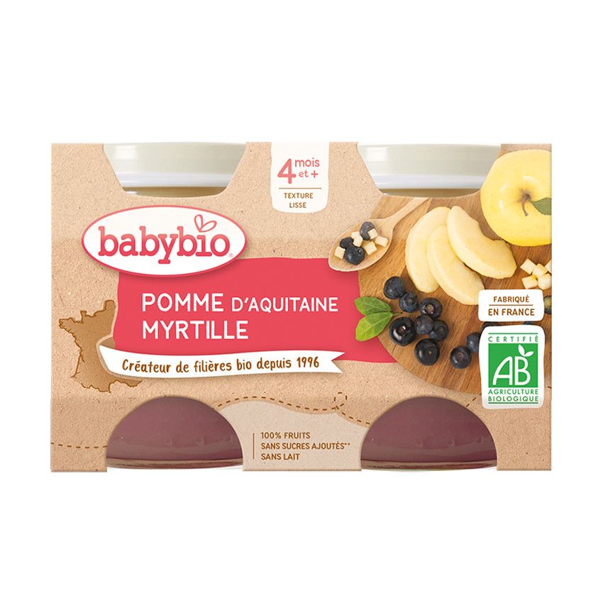BABYBIO POMME MYRTILLE 2*130G