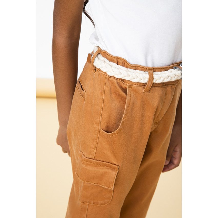 Pantalon ceinturé en flanelle fille