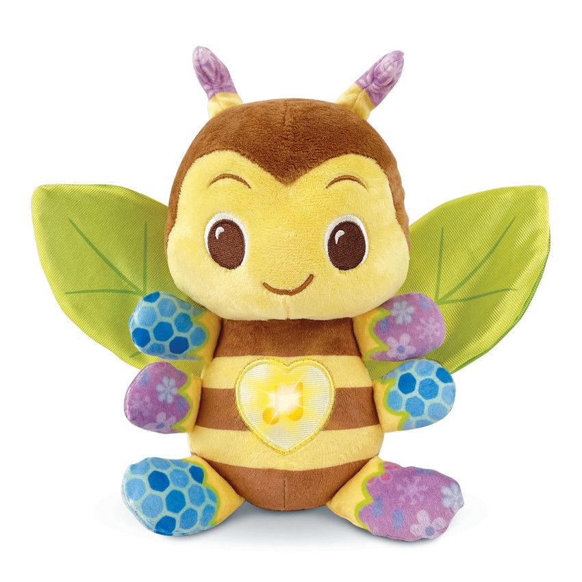 Coussin peluche abeille aux petites ailes multicolores et joues roses vraiment trop chou