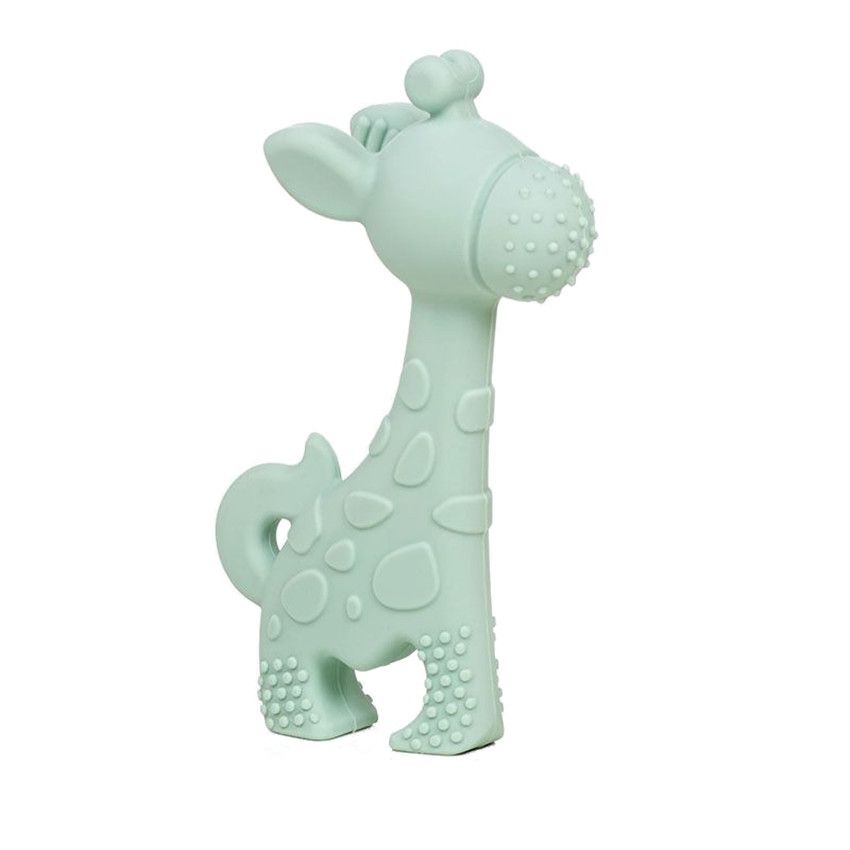 Anneau De Dentition Bébé Girafe En Silicone Alimentaire - 2 Pièces, Textures 3D Pour Apaiser Les Gencives, Facile à Nettoyer