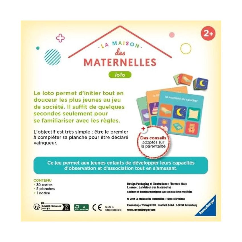 Ravensburger Jeu éducatif Loto de La Maison des Maternelles Blanc ...