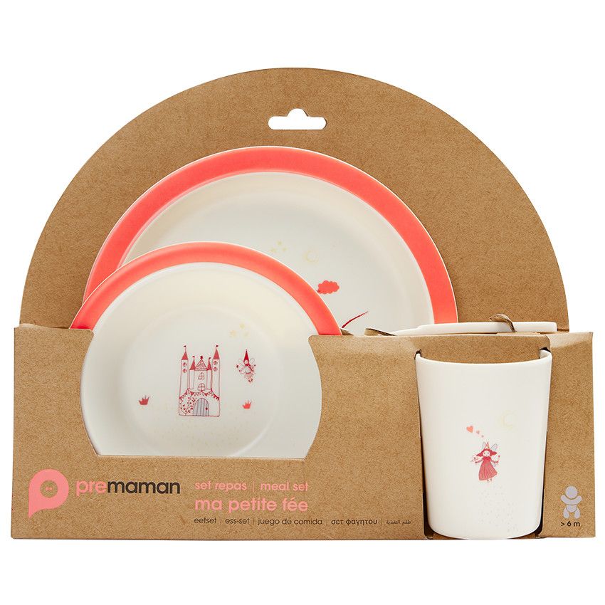 Set Repas Bébé Suavinex Forêt Rose - Assiette Bol Tasse Cuillère Dès 6 Mois