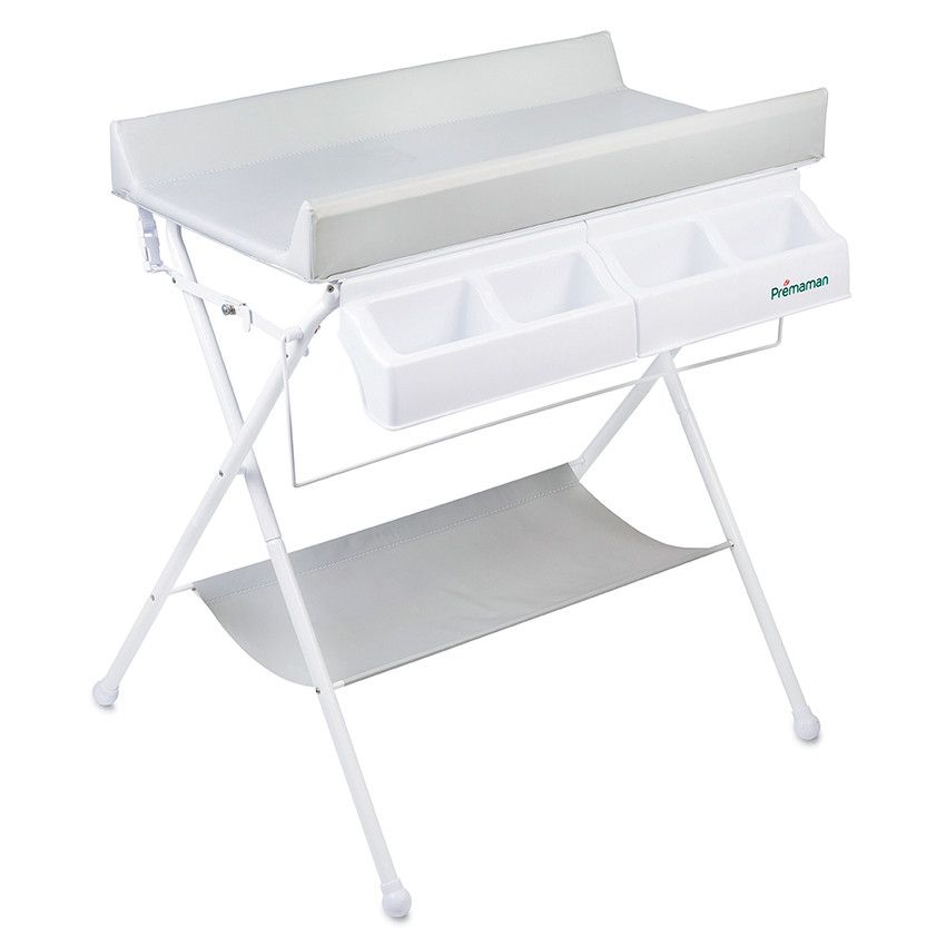 PREMAMAN Table à langer avec baignoire Inès Gris Multicolore Tables